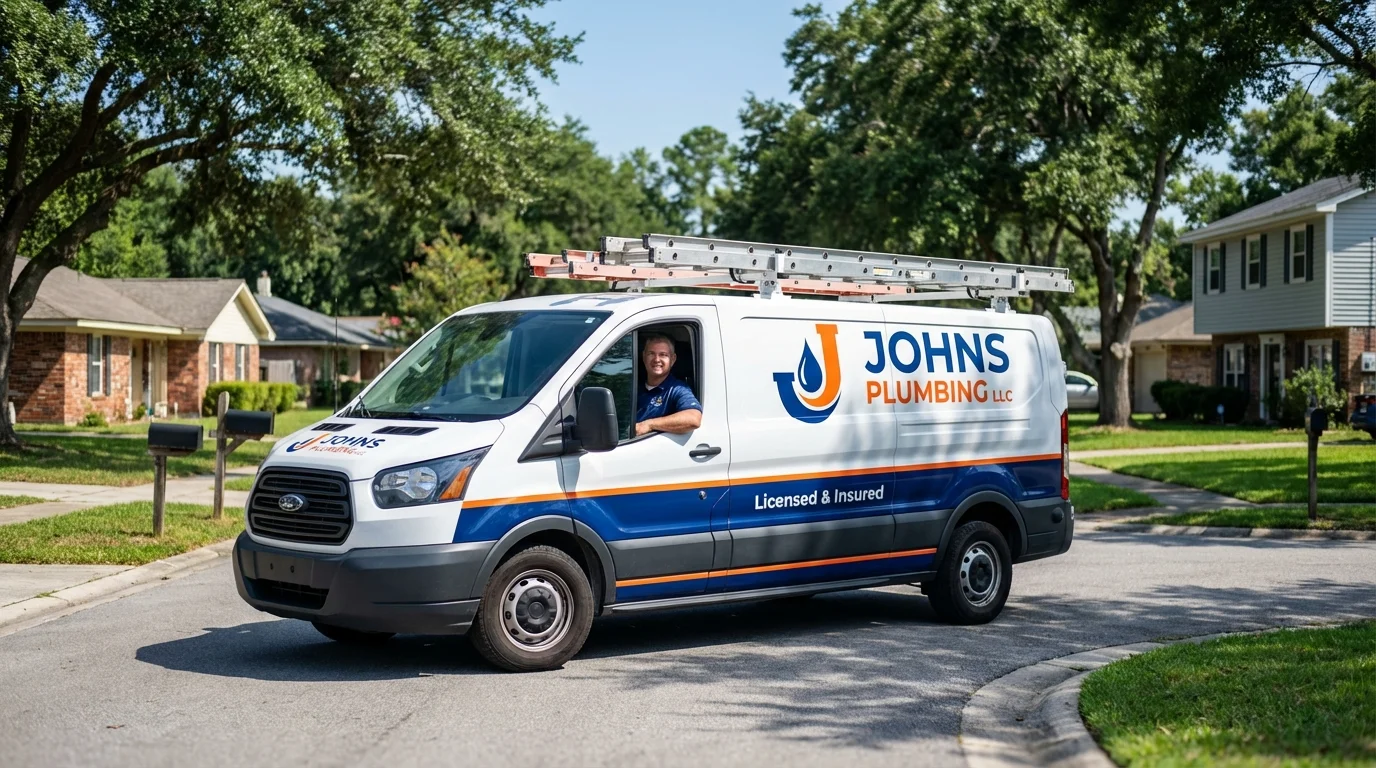 Johns Plumbing LLC service van in Waukon, IA