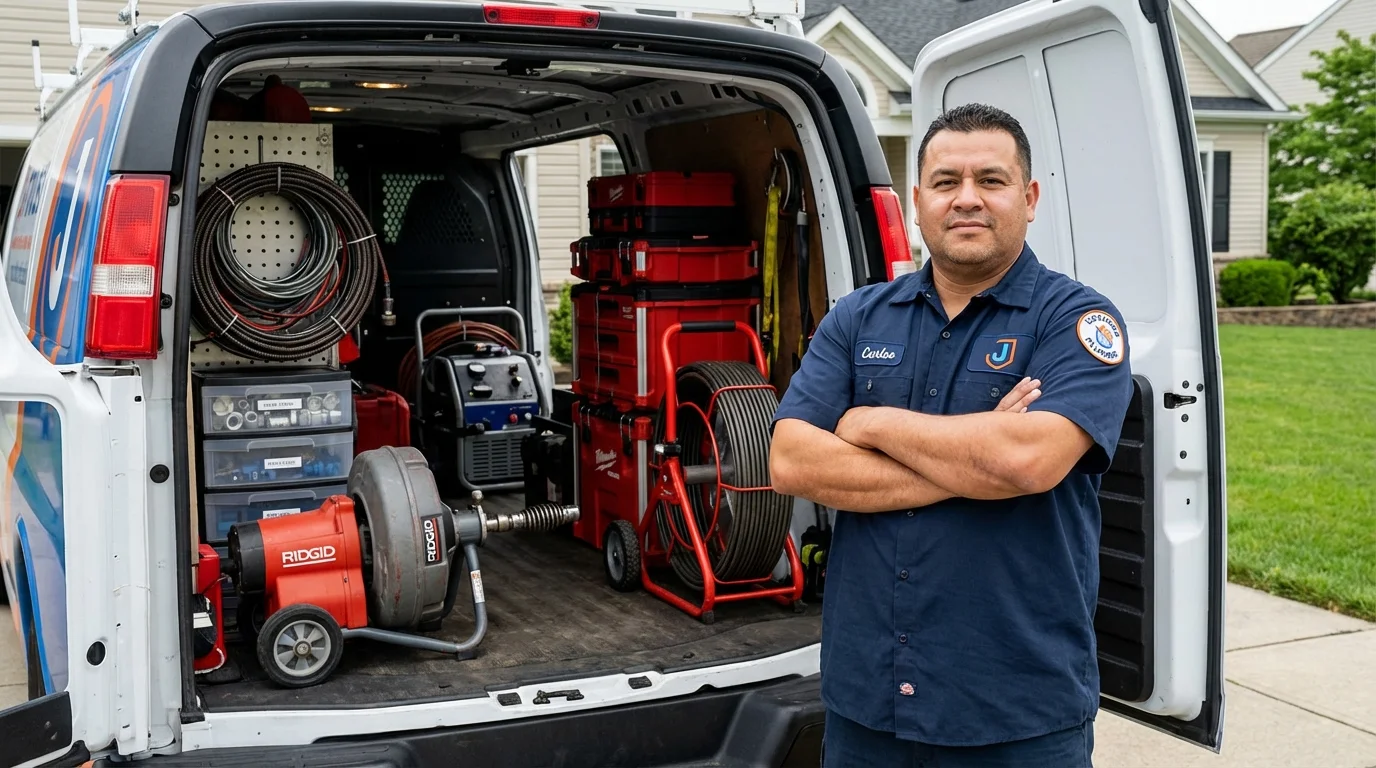 Professional drain cleaning equipment and Johns Plumbing LLC plumber in Waukon