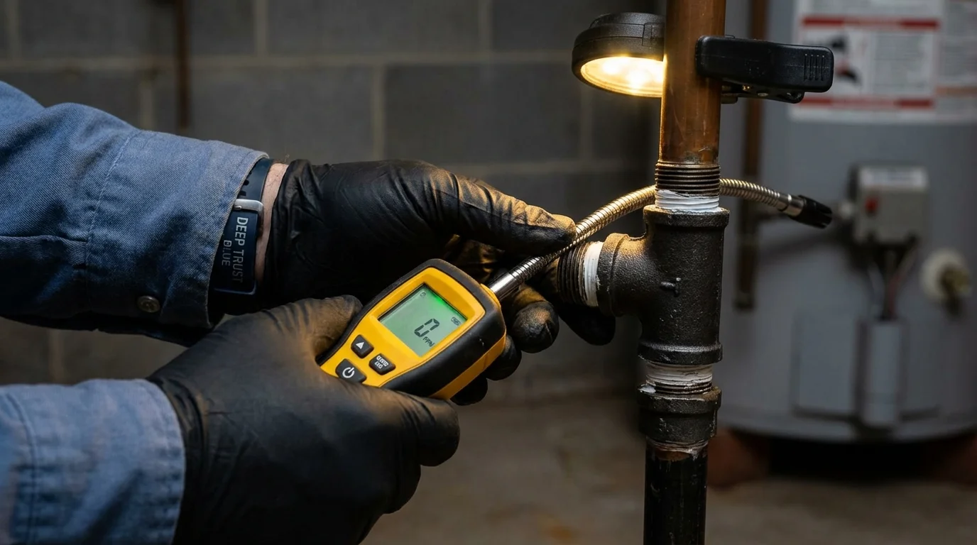 Gas leak detection with electronic sniffer by Johns Plumbing LLC in Waukon
