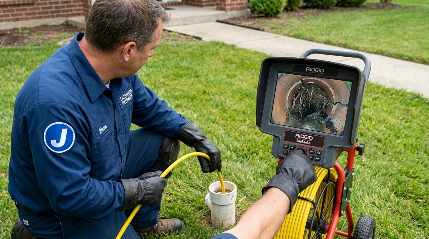 Sewer camera inspection being performed by Johns Plumbing LLC in Waukon
